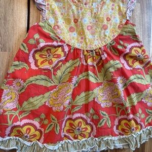 Matilda Jane Serendipity Girls Floral Ruffle Dress Red Yellow Size 2 D1138